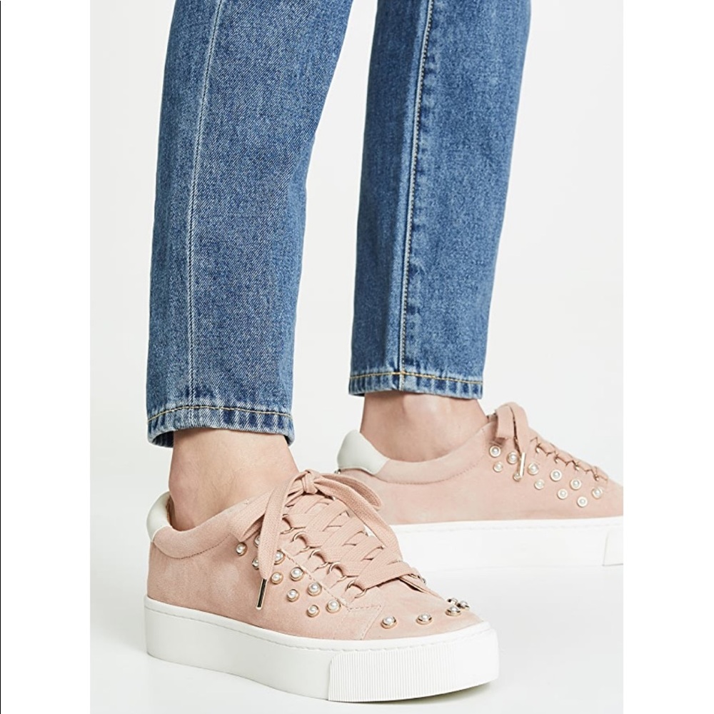 New JOIE Handan Suede Pearl Pink Platform Sneaker - Picture 2 of 9